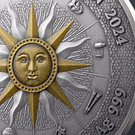 Монета "Каллиопа. Девять Муз", 2024 г., Серебро, 62,2 гр., проба 999, КАМЕРУН