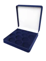 Футляр (195x196x50 мм) на 12 монет в капсулах (диаметр 44 мм), светло-бордовый