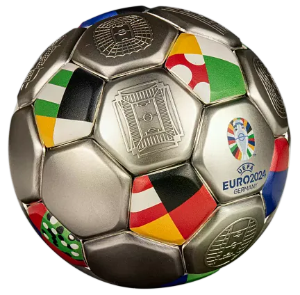 Монета «3D монета Чемпионата Европы по футболу», 2024 г., Серебро, 93,3 гр., проба 999, СОЛОМОНОВЫ ОСТРОВА