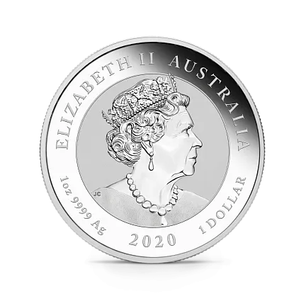 Монета "Львы-хранители Пиксиу", 2020 г., Серебро, 31,1 гр., проба 999.9, АВСТРАЛИЯ