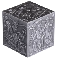 Монета "Греческие боги. 3D куб", 2025 г., Серебро, 1 000 гр., проба 999, БУРУНДИ