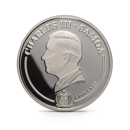 Монета "Магнолия. Коллекция "Золотой цветок"", 2025 г., Серебро, 31,1 гр., проба 999, САМОА
