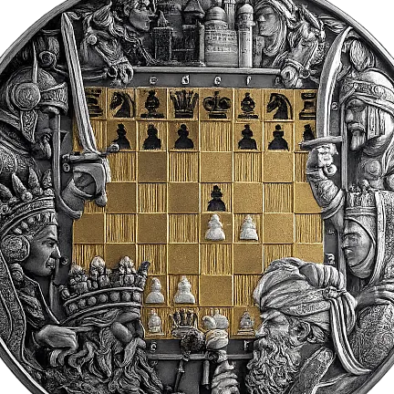 Монета "Королевский гамбит", 2025 г., Серебро, 93,3 гр., проба 999, НИУЭ