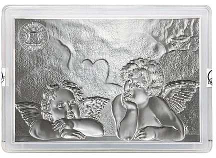 Монета «Рафаэль Санти да Урбино-Ангелы»,  2025 г., Серебро, 15,55 гр., проба 999, САМОА