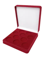 Футляр (186x192x50 мм) на 10 монет в капсулах (диаметр 46 мм), светло-бордовый