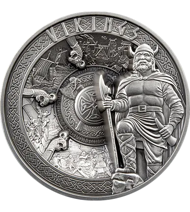 Монета "Викинги ", 2023 г., Серебро, 1 000 гр., проба 999, САМОА