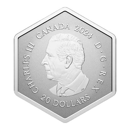 Монета «Снежинка», 2024 г., Серебро, 32,41 гр., проба 9999, КАНАДА