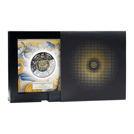 Монета «Венера и Купидон», плывущие на дельфинах, 2025 г., Серебро, 31,1 гр., проба 999, МАЛЬТА