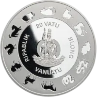 Монета «Год змеи », 2025 г., Серебро, 31,1 гр., проба 999, ВАНУАТУ