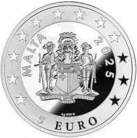 Монета «Венера и Купидон», плывущие на дельфинах, 2025 г., Серебро, 31,1 гр., проба 999, МАЛЬТА