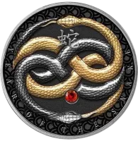 Монета «Год Змеи с рутением », 2025 г., Серебро, 14,14 гр., проба 999, КАМЕРУН