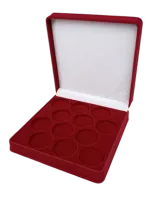 Футляр (195x196x50 мм) на 12 монет в капсулах (диаметр 44 мм), светло-бордовый