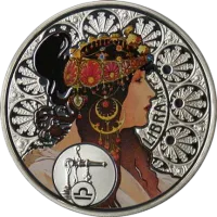 Монета «Зодиак Альфонса Мухи Весы», 2011 г., Серебро, 28,28 гр., проба 925, НИУЭ