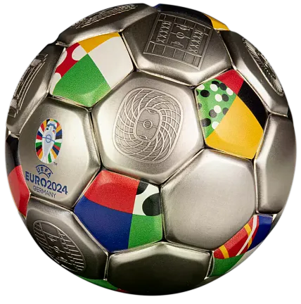 Монета «3D монета Чемпионата Европы по футболу», 2024 г., Серебро, 93,3 гр., проба 999, СОЛОМОНОВЫ ОСТРОВА