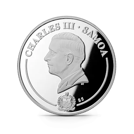 Монета "Георгин. Коллекция "Золотой цветок"",  2026 г., Серебро, 31,1 гр., проба 999, САМОА