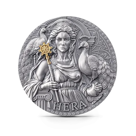 Монета "Гера", 2024 г., Серебро, 93,3 гр., проба 999, КАМЕРУН