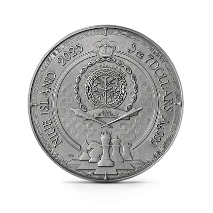 Монета "Королевский гамбит", 2025 г., Серебро, 93,3 гр., проба 999, НИУЭ