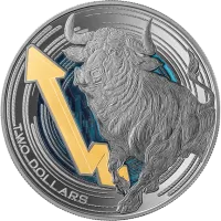 Монета «Бычий и медвежий рынок (рутениевое покрытие)», 2025 г., Серебро, 31,1 гр., проба 999, НИУЭ